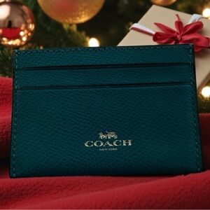 NWOT COACH Teal Leather Card Holder 😍